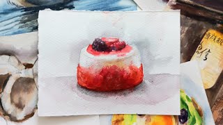 Рисуем пирожное. Мастер-класс по акварели. Watercolour painting tutorial.