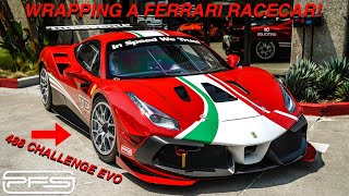 WRAPPING A $400,000 FERRARI 488 CHALLENGE RACECAR! | PROTECTIVE FILM SOLUTIONS