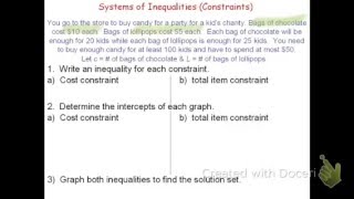 Systems of Inequalities (Constraints)