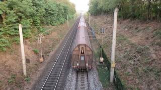 DB Cargo - Hopper Car Train - meeting a DB IC InterCity under a bridge - supercut #trains #sunset