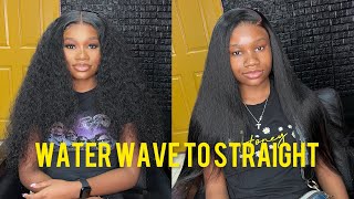 WATER WAVE WIG TO NATURAL STRAIGHT😍| VERSATILE FRONTAL WIG INSTALL | PRE PLUCKED | ASTERIA HAIR✨