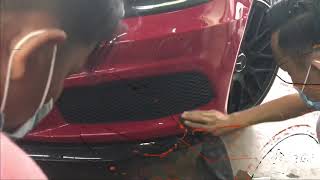 Mercedes Benz W176 A180 A200 A250 A45 prefacelift front Canard Carbon fiber installation