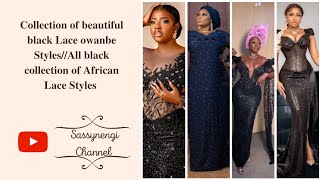 Collection of beautiful black Lace owanbe Styles// All black collection of African Lace Styles