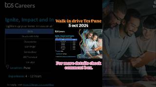 🚨Tcs Walk-in Drive Pune| 5 oct 2024 |Exprience job vacancy🚨