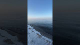 Winter embankment on the river