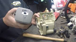 017 Stihl detailed motor rebuild. Oiler system rebuild. Saw assembly part 1.