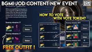 How To Give Vote To Creators? Vote Token Use | BGMI JOD CONTENT NEW EVENT | Get Free Permanent Set