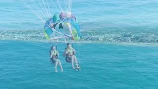 Parasailing drone footage from Aris Water Sports