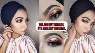 Golden Glitter Cut Crease Eye Makeup Tutorial ||Party Makeup Tutorial For Beginners||Mahi ❤