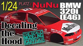 NuNu 1/24 BMW 320i 2001 DTCC decals assembling for the hood.