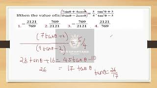 if 7 sin θ+4cos θ/9sinθ-2cosθ=5/4 then tan^2 θ+5/ tan^2 θ-5 #ssccgl2024 #malayalam