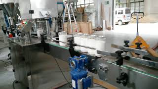 Automatic powder bottle filling + sealing + labeling production line