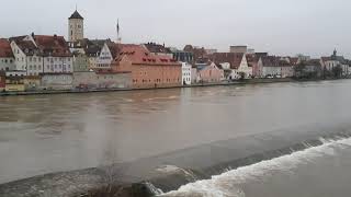 Hochwasser an der Donau in Regensburg 2021