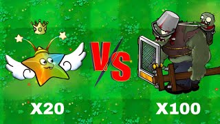 PvZ Hybrid Challenge - 20 Plants Colorful star fruit Vs 100 Random Zombie, Who will win?