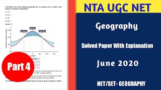 Part-4 (61-80) UGC NET JUNE 2020 Geography Solved Paper With Explanation | June 2020 Geography NET