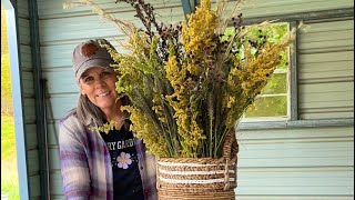 Dried Flower Arrangement:Goldenrod, Millet,Fountain Grass 🌾🧡#driedflowers