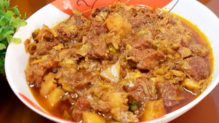 বাঁধাকপি দিয়ে গরুর মাংস ভুনা | Beef vhuna with cabbage | How to make beef vuna with cabbage