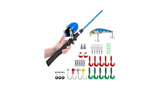 PLUSINNO Kids Fishing Pole,Telescopic Fishing Rod and Reel Combos with Spincast Fishing Reel and St