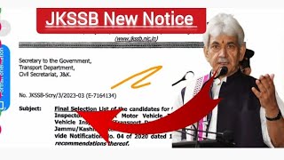 JKSSB New Notice ! JKSSB latest update ! JKSSB exam clander ! JKSSB sub-inspector update #jkssb