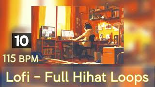 115 BPM Full Hihat Drum Loops 10 [FREE Serpent Lofi Sample Packs] | Royalty Free Stock Drum Samples