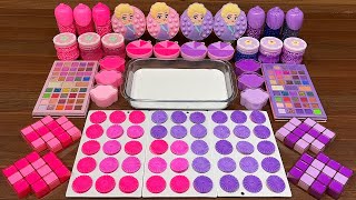 PINK vs PURPLE  I Mixing random into  Glossy Slime I  Satisfying YEN Slime Video #702