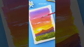 How To Paint A Cactus at Sunset Time / #shorts #youtubeshorts #painting