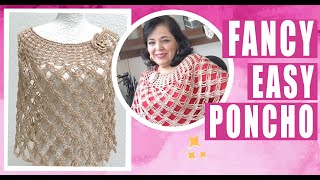 FANCY EASY Poncho / how to crochet - EASY AND FAST - BY LAURA CEPEDA