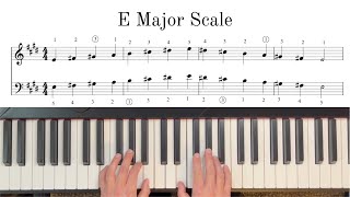 E Major Scale- One Octave- Easy Piano