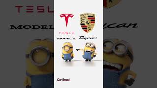 Tesla model X vs Porsche taycan minions style#funny #tiktok #car #status #trending #foryou #asmr