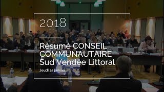 Sud Vendée Littoral : résumé du conseil communautaire du jeudi 25 janvier 2018