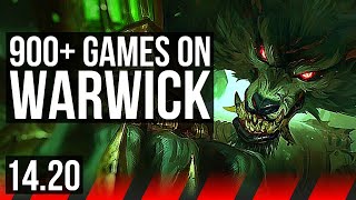 WARWICK vs MORDEKAISER (TOP) | 13/1/4, Legendary, 6 solo kills, 900+ games | EUW Master | 14.20