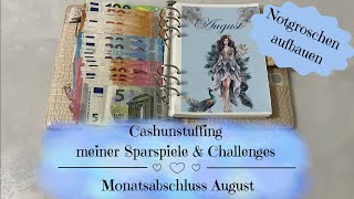 🦋Cashunstuffing meiner Sparspiele und Challenges | Notgroschen aufbauen | Monatsabschluss August 🦋