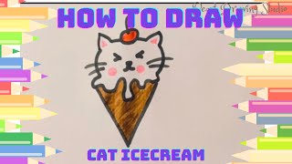 How to draw cute cat icecream Easy beginners cute cat drawing 🍦