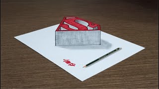 EASY DRAWING!! Drawing 3D Superman Logo