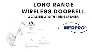 Long Range Wireless Doorbell (2 Call Bells + 1 Main Speaker)