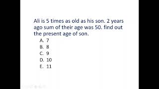 Ali is 5 times as old as his son. 2 years ago sum of their age was 50......Solution