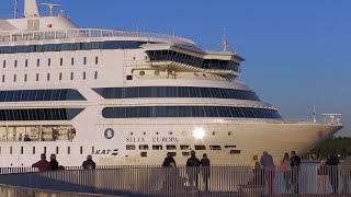 Tallink Silja Europa arrive to Tallinn, Estonia. View from Cruise Terminal Promenade.