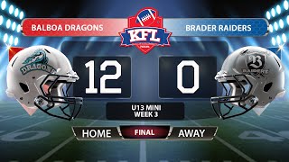 KFL U13 Mini Contact - Balboa Dragons vs Brader Raiders