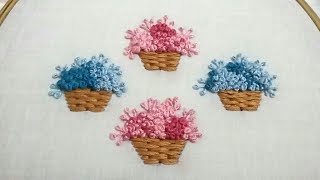 Flowers basket, hand embroidery, easy and beautiful