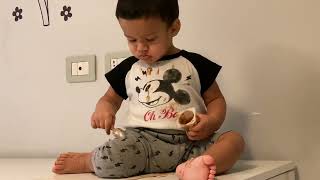 Cute Baby Moments | Chocolate Yogurt and cleaning table || baby laugh || funny baby ||