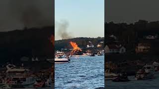 Bonfire in sea 🔥🌊🤩#bonfire #norway #celebration #sea #grimstad