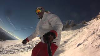 Mammoth Powder run, bluebird and face shots on chair 23,  26 April 2015