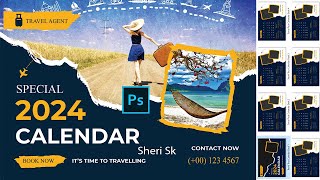 Travel Tour Calendar Desk 2024 Download In PSD Files |Sheri Sk| |CMYK Color Files|