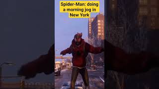 Spider-Man: doing a morning jog in New York #spiderman #shorts #short #playstation #ps5