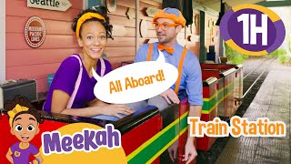 Theme Park Fun with Blippi & Meekah! 🎢 Furry Friends and Train Rides! | 1 HR OF MEEKAH!