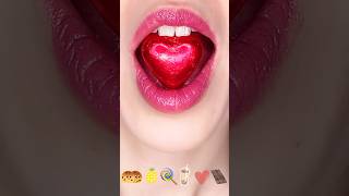 asmr CHOCOLATE HEART❤️ EMOJI FOOD CHALLENGE 🍪🍍🍭🧋❤️🍫 satisfying eating sounds mukbang 먹방