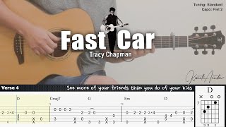 Fast Car - Tracy Chapman | Fingerstyle Guitar | TAB + Chords + Lyrics