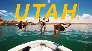 Jumping off a 100 foot cliff in Lake Powell