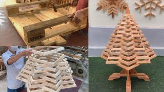 Unique Wood Ideas Everyone Will Need // Make A Christmas Tree From Scrap Pallets For Just $10