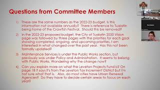 Budget Advisory Committee Meeting - May 30, 2023